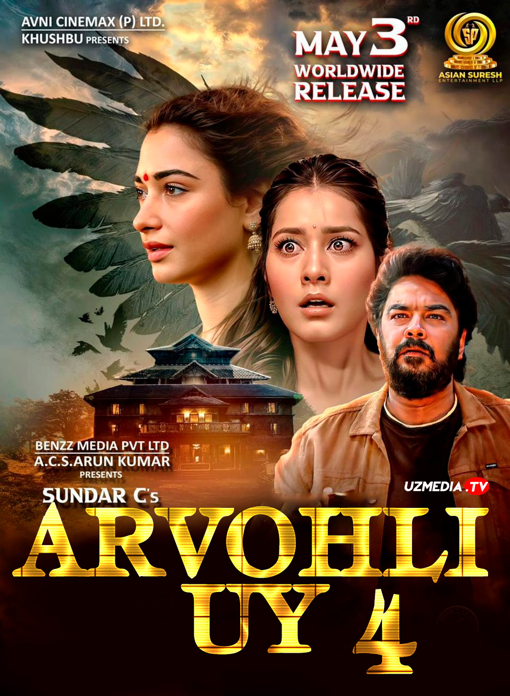 Arvohli uy 4 / Arvohli saroy 4 / Aranmanai 4 Hind kino Uzbek tilida O'zbekcha 2025 tarjima kino Full HD tas-ix skachat