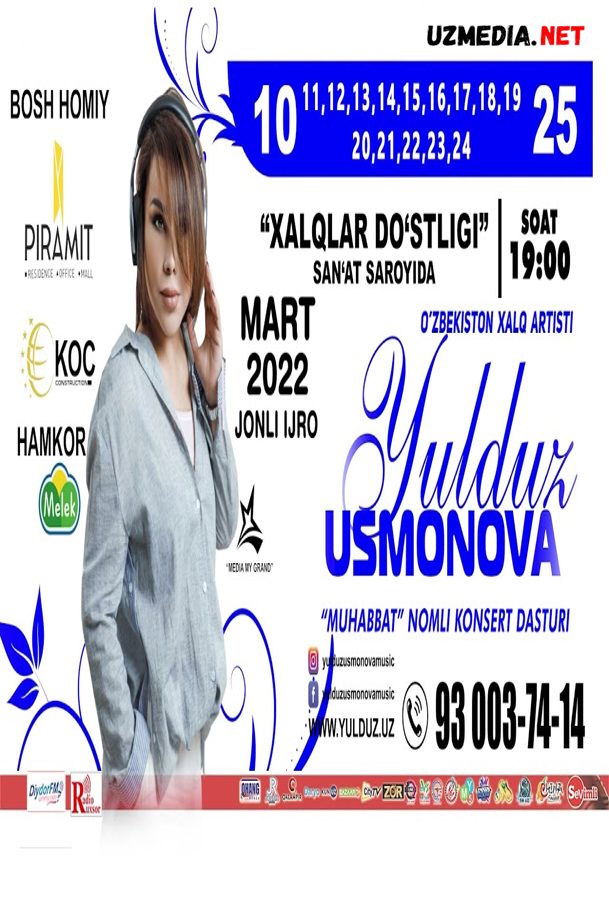 Yulduz Usmonova "Muhabbat" nomli konserti 2022 yil Full HD skachat